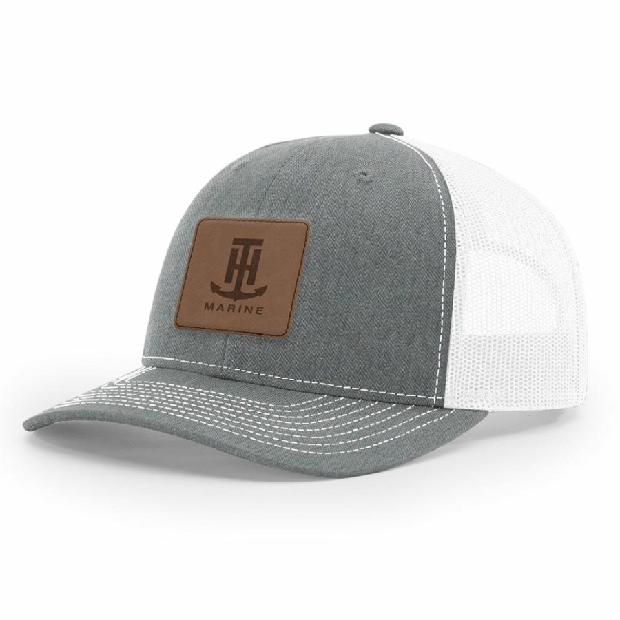 T-H Marine Gray And Leather Patch Logo Snapback Hats
