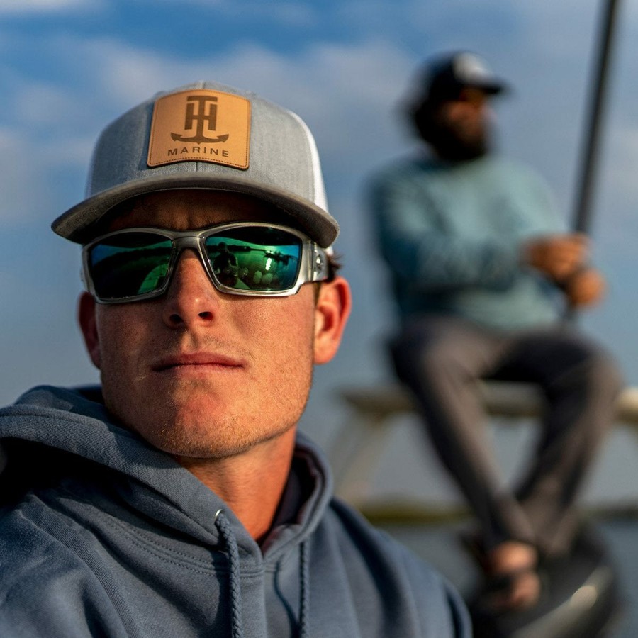 T-H Marine Gray And Leather Patch Logo Snapback Hats