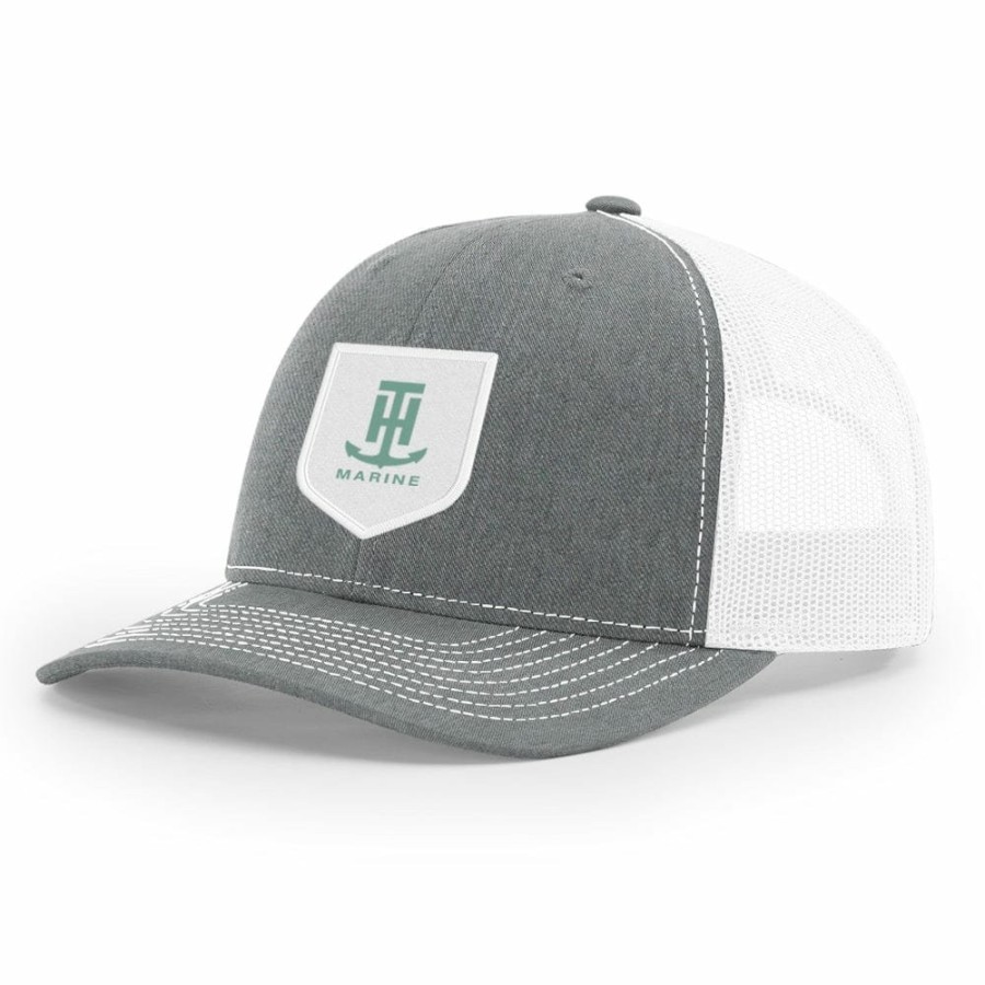 T-H Marine Gray And White Logo Patch Snapback Hats
