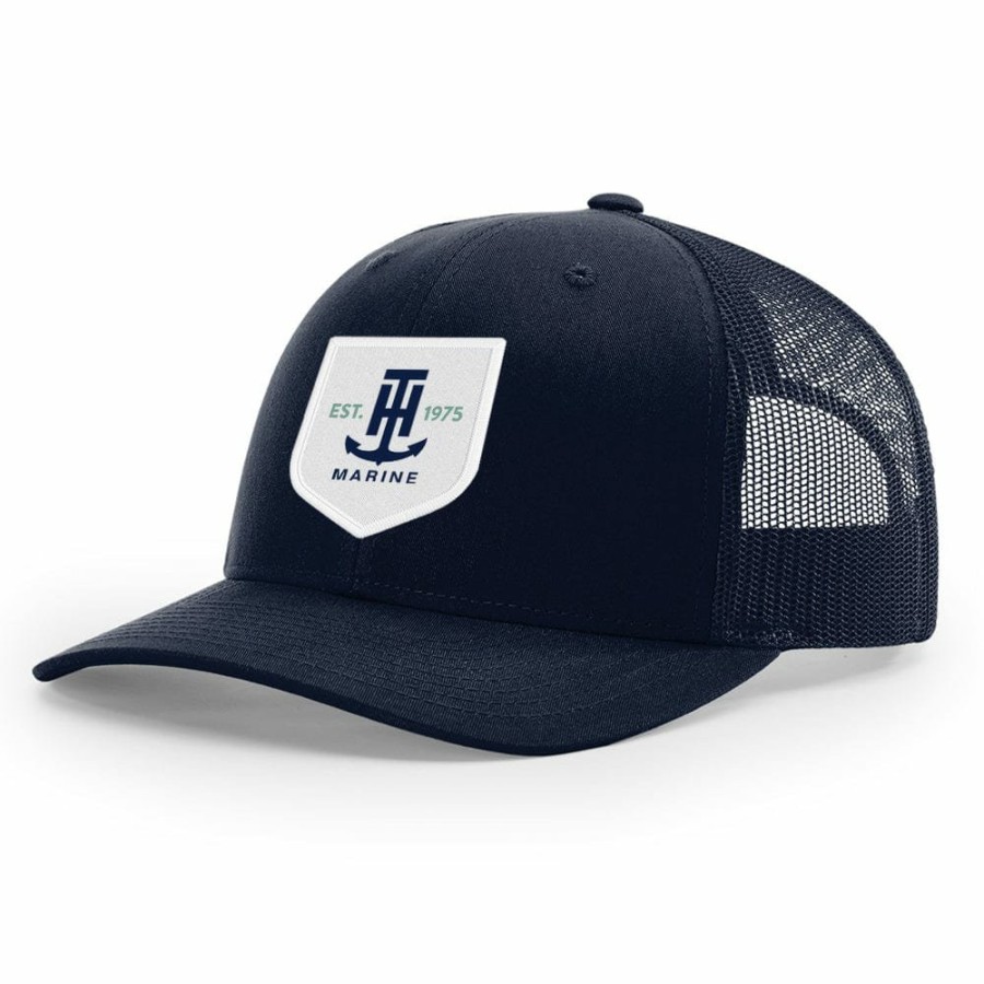 T-H Marine Navy And White Logo Patch Snapback Hats